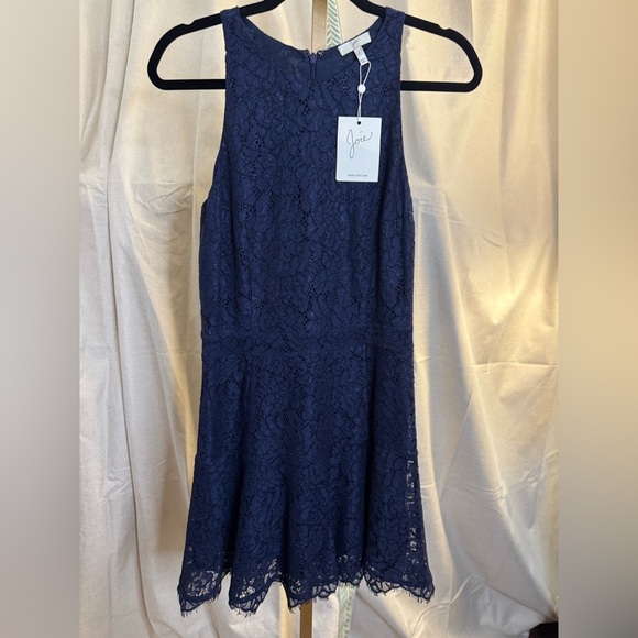 Joie Adisa in Dark Navy Blue Lace Drop Waist Fit & Flare Dress 4 $298 NWT - Picture 2 of 7